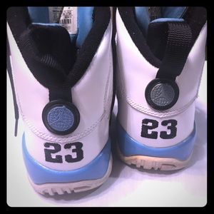 Jordan’s Retro IX’s Powder Blue, White & Black